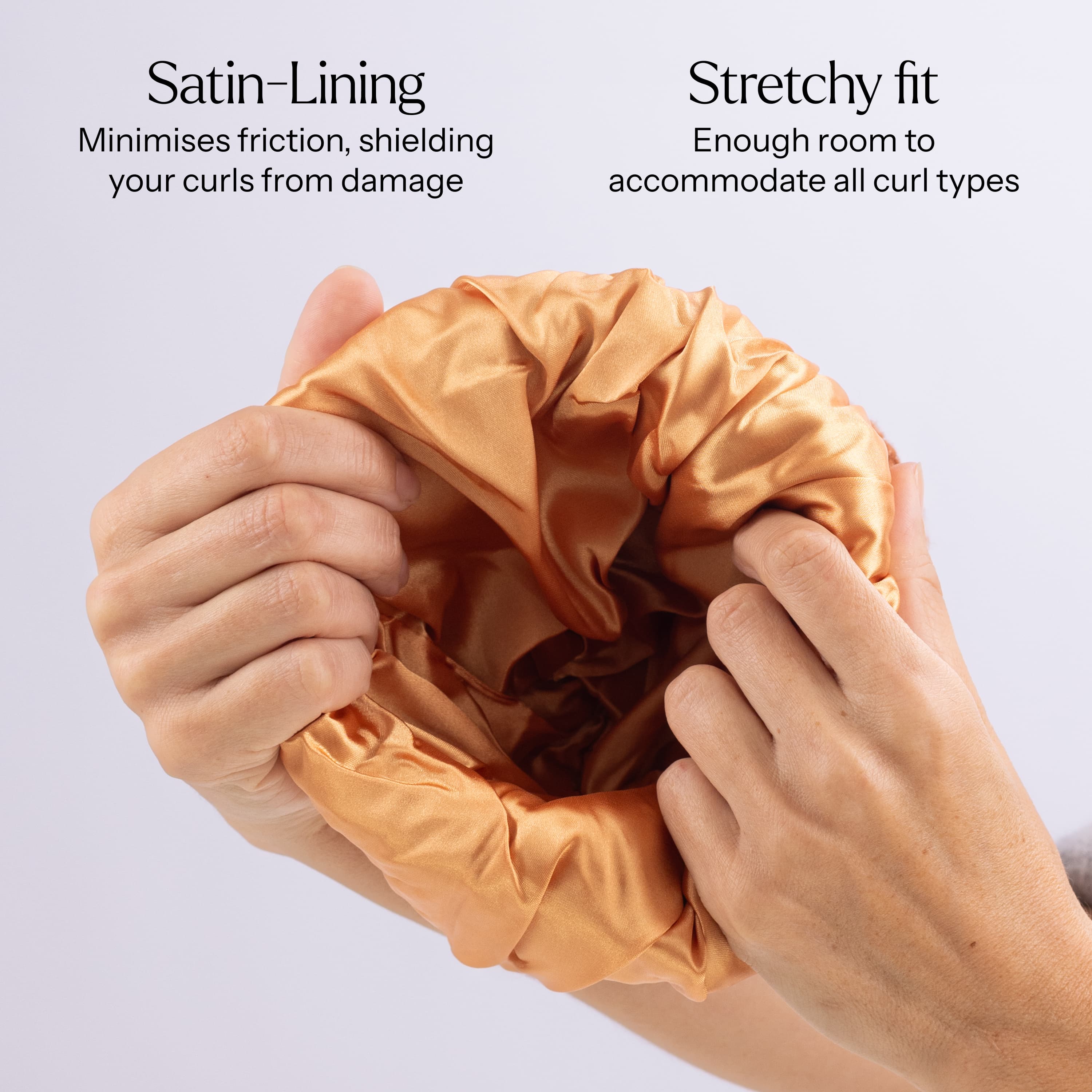 Only Curls Satin Lined Knitted Beanie Hat - Ella in Burnt Orange - Only Curls