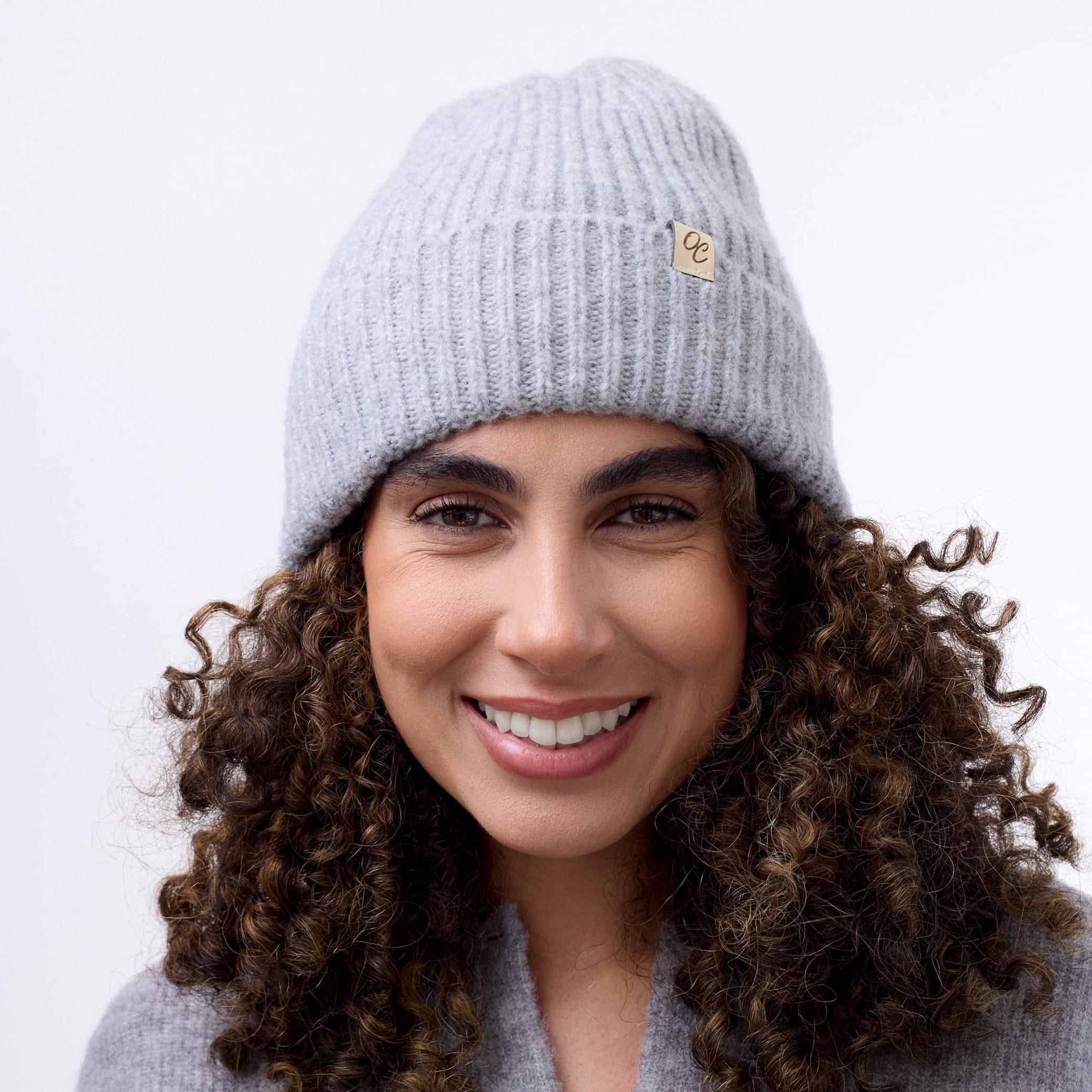 Only Curls Satin Lined Beanie - Ella in Grey - Only Curls