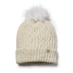 Only Curls Satin Lined Knitted Beanie Hat - Cream Fleck with Pom Pom - Only Curls