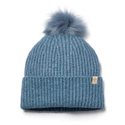 Only Curls Satin Lined Beanie with Pom - Carrie in Dusty Blue