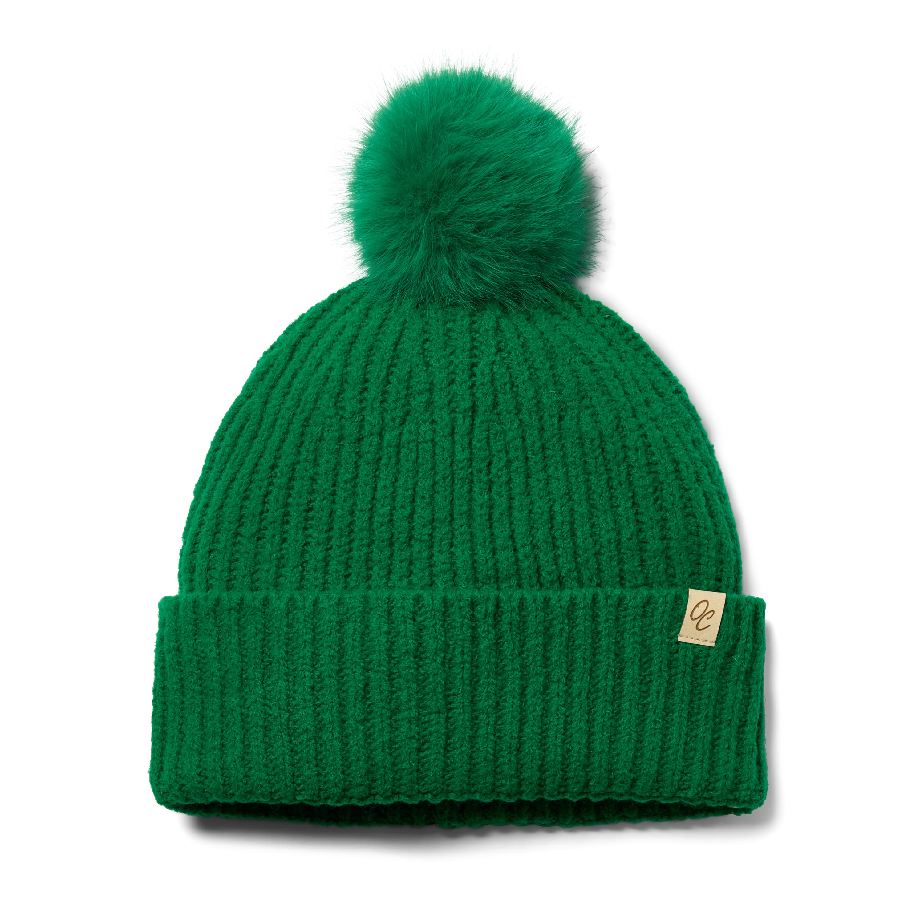 Only Curls Satin Lined Beanie with Pom - Carrie in Emerald Green - Only Curls