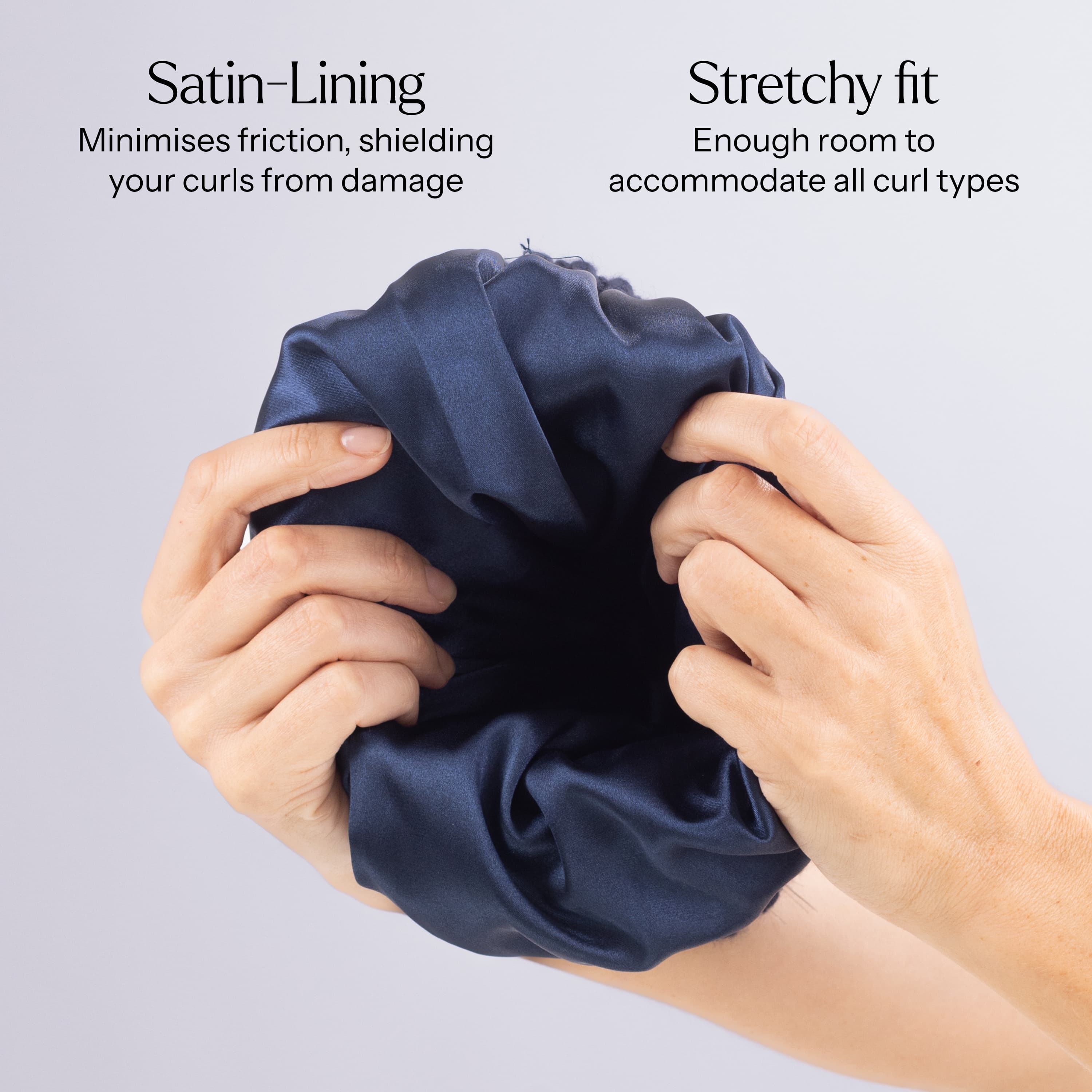 Only Curls Satin Lined Beanie with Pom - Carrie in Dusty Blue - Only Curls