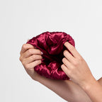 Only Curls Burgundy Cable Knit Satin-Lined Beanie - Only Curls