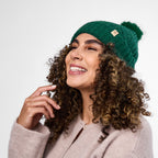 Only Curls Forest Green Cable Knit Satin-Lined Beanie - Only Curls