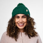 Only Curls Forest Green Cable Knit Satin-Lined Beanie - Only Curls