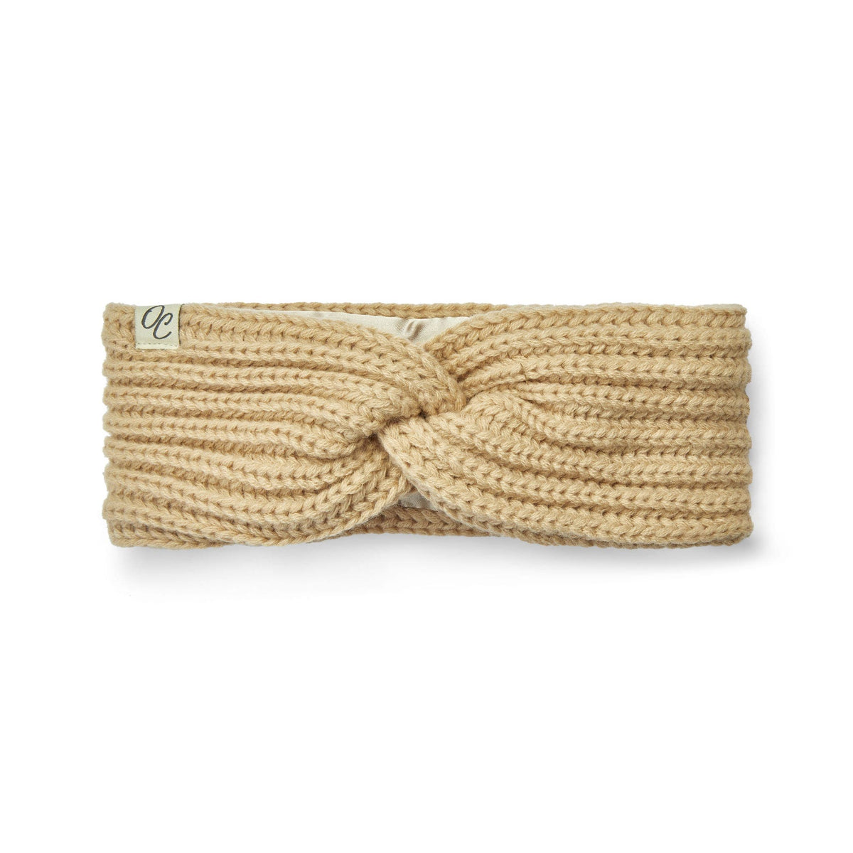 Only Curls Satin Lined Knitted Headband - Sand - Only Curls