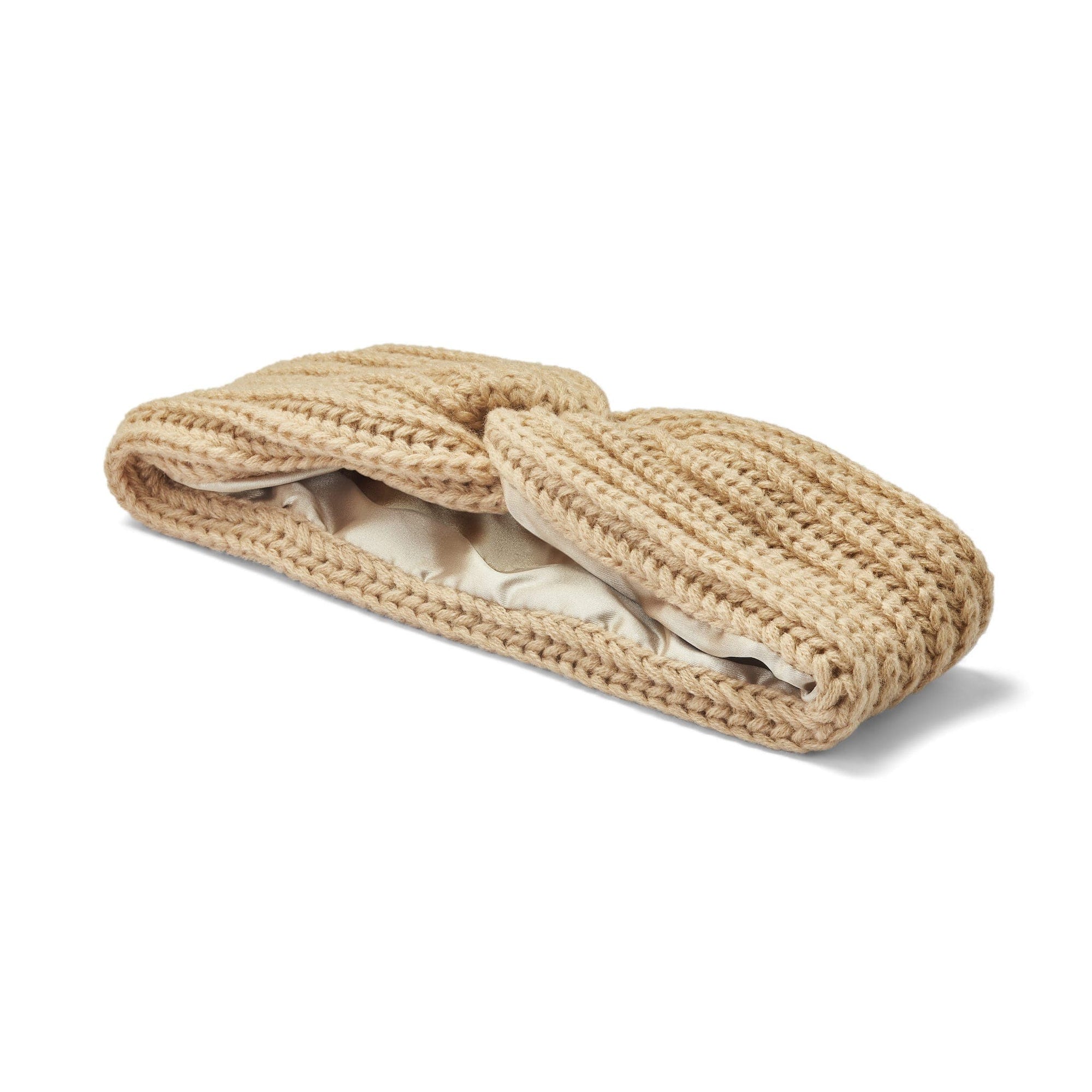 Only Curls Satin Lined Knitted Headband - Sand - Only Curls