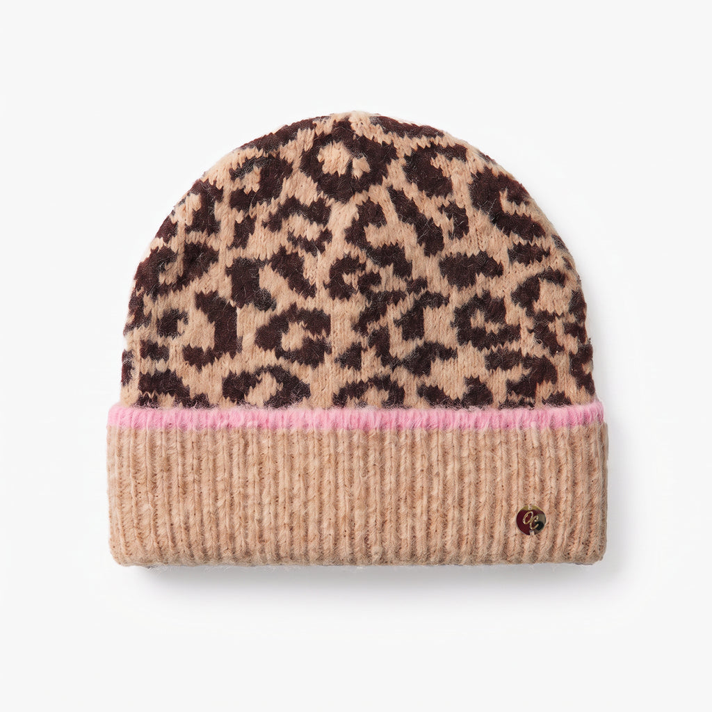 Only Curls Fluffy Leopard Satin-Lined Beanie - Only Curls