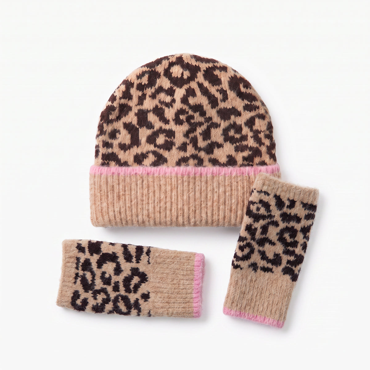 Only Curls Leopard Satin-Lined Beanie & Glove Set - Only Curls