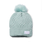 Little Curls Satin Lined Knitted Beanie Hat - Soft Blue with Pom Pom - Only Curls