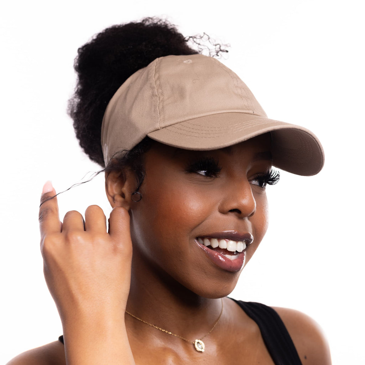 Only Curls Satin Lined Baseball Hat (with open back) - Beige - Only Curls