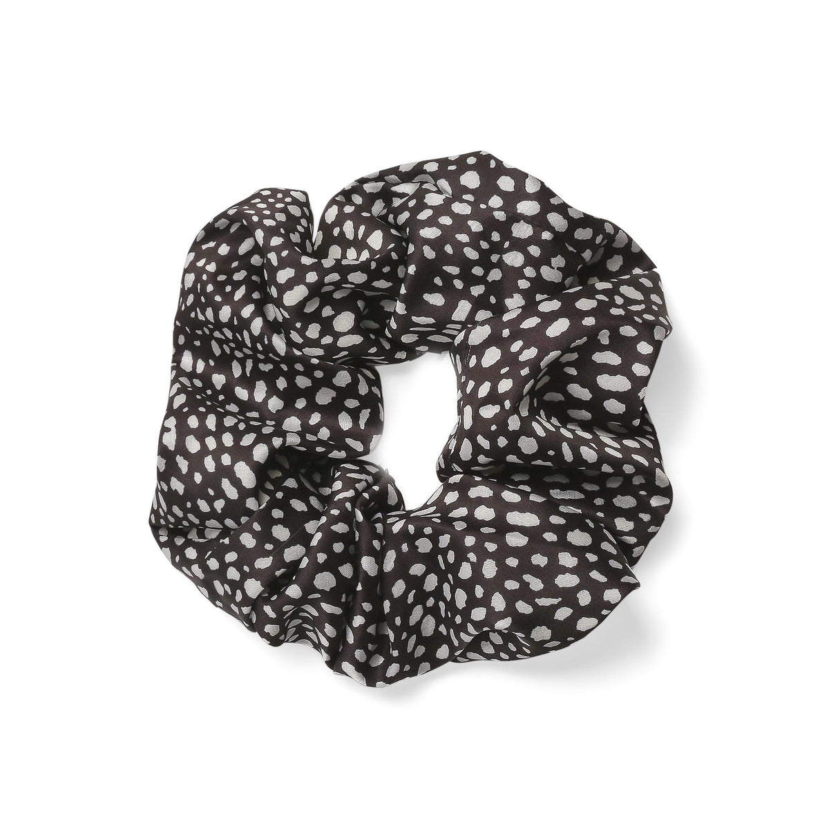 Only Curls Oversized Satin Scrunchies - Black Dalmatian and Ivory Twin Pack - Only Curls