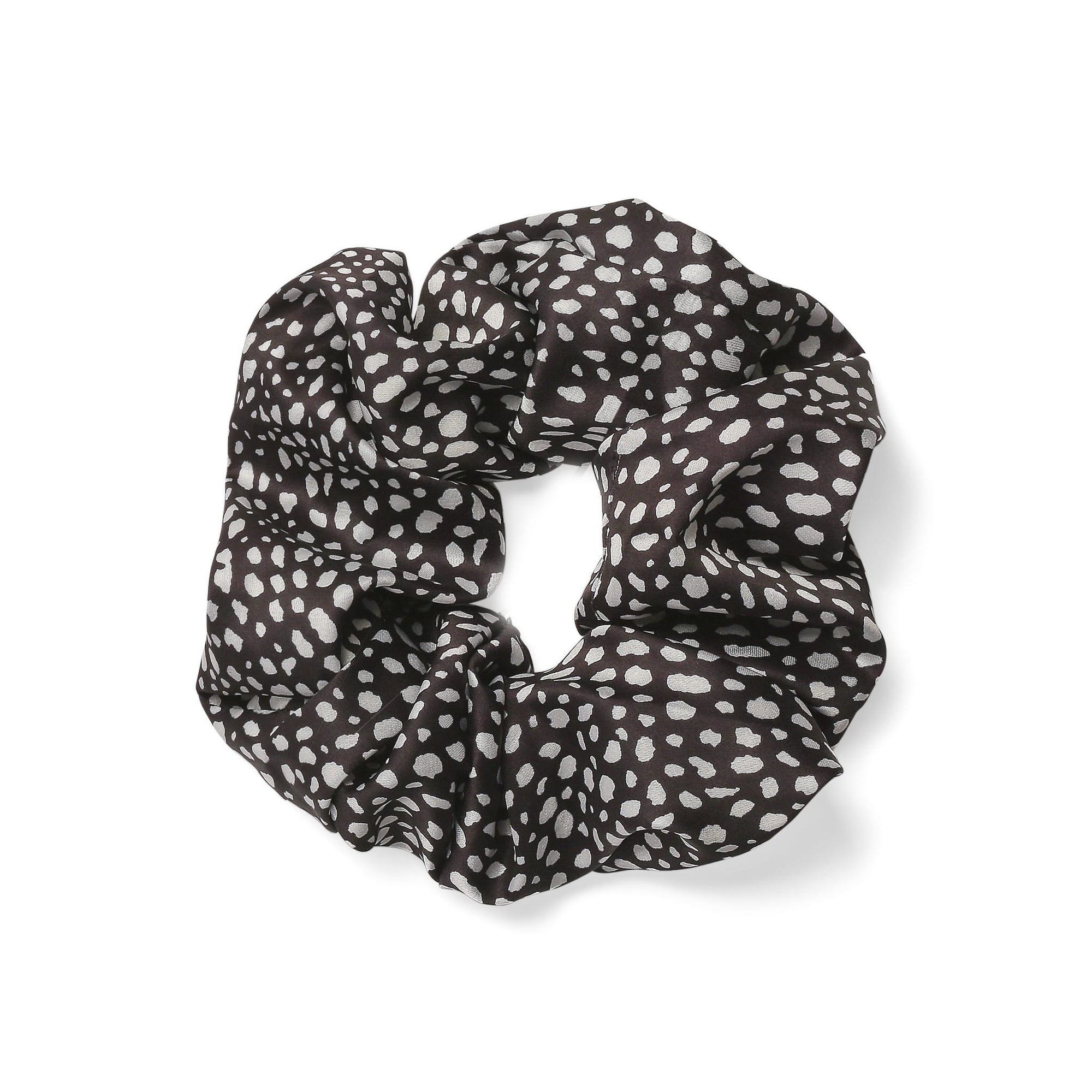 Only Curls Oversized Satin Scrunchies - Black Dalmatian and Ivory Twin Pack - Only Curls