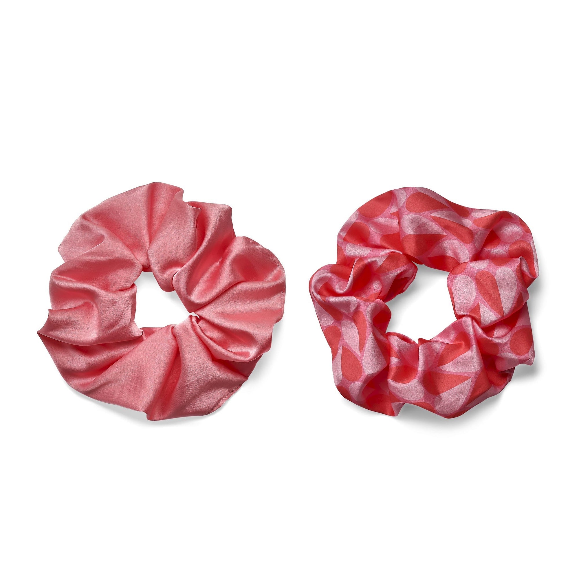 Only Curls Oversized Satin Scrunchies - Pink Hearts and Bright Pink Twin Pack - Only Curls