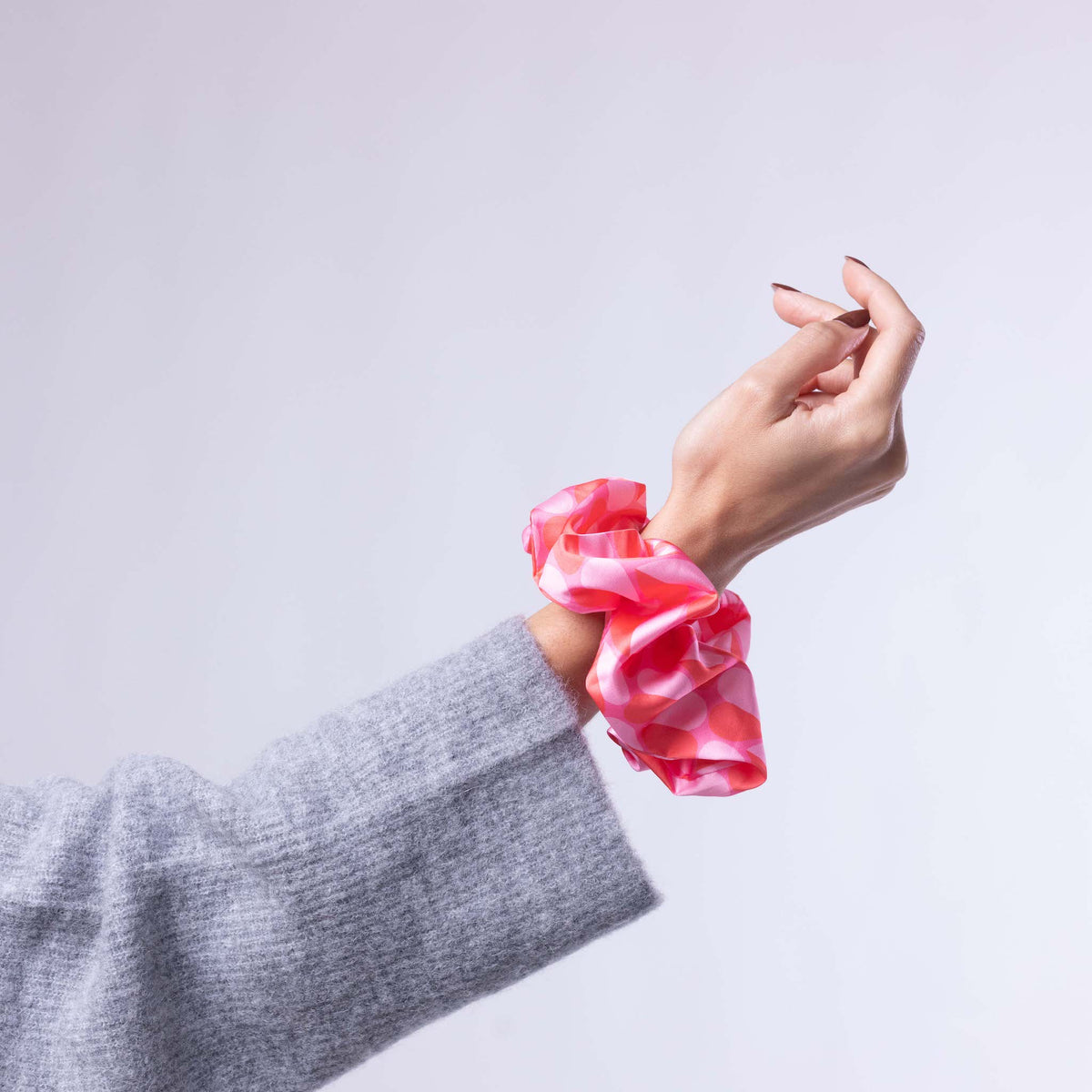 Only Curls Oversized Satin Scrunchies - Pink Hearts and Bright Pink Twin Pack - Only Curls