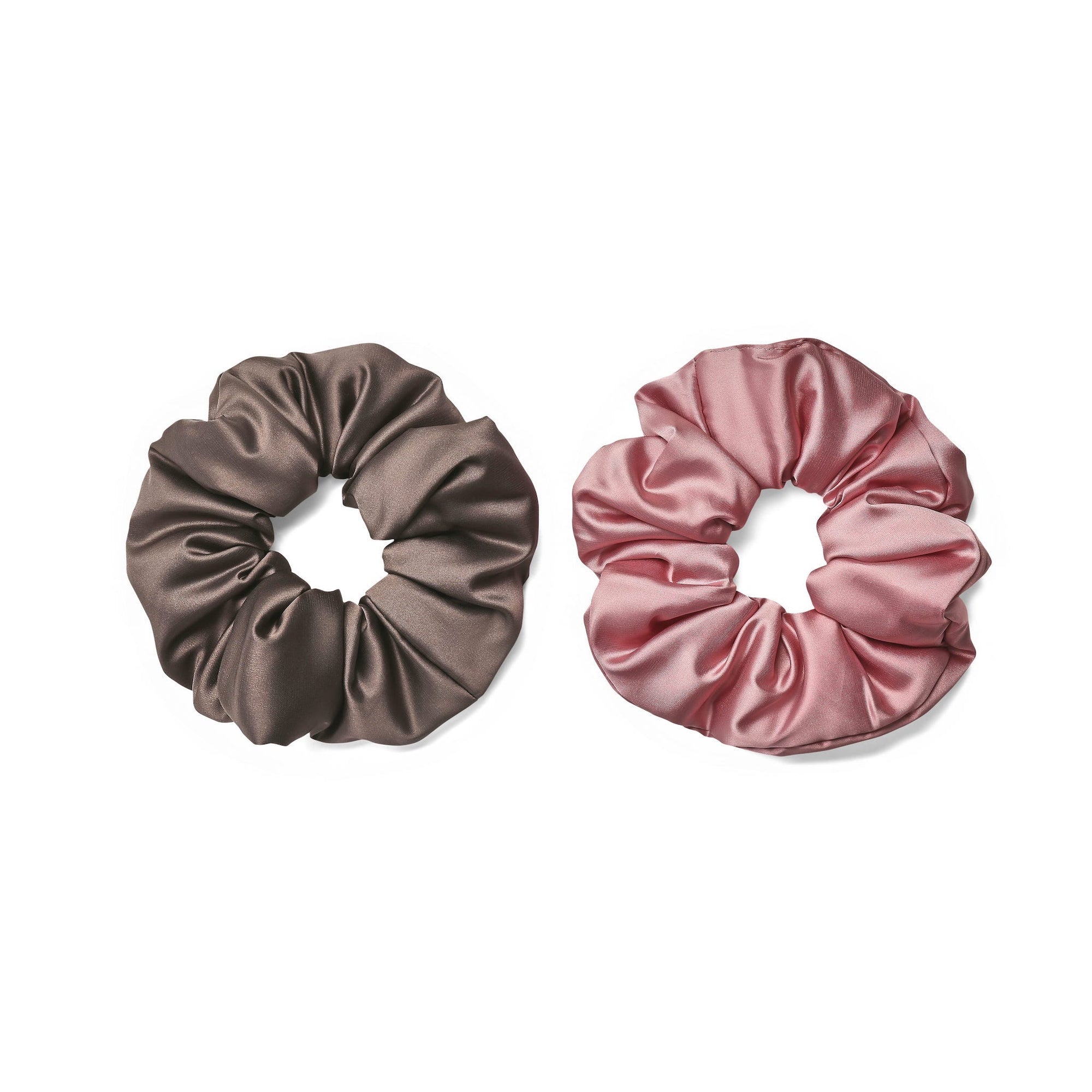 Only Curls Satin Pillow Scrunchies - Slate Grey and Dusty Pink Twin Pack - Only Curls
