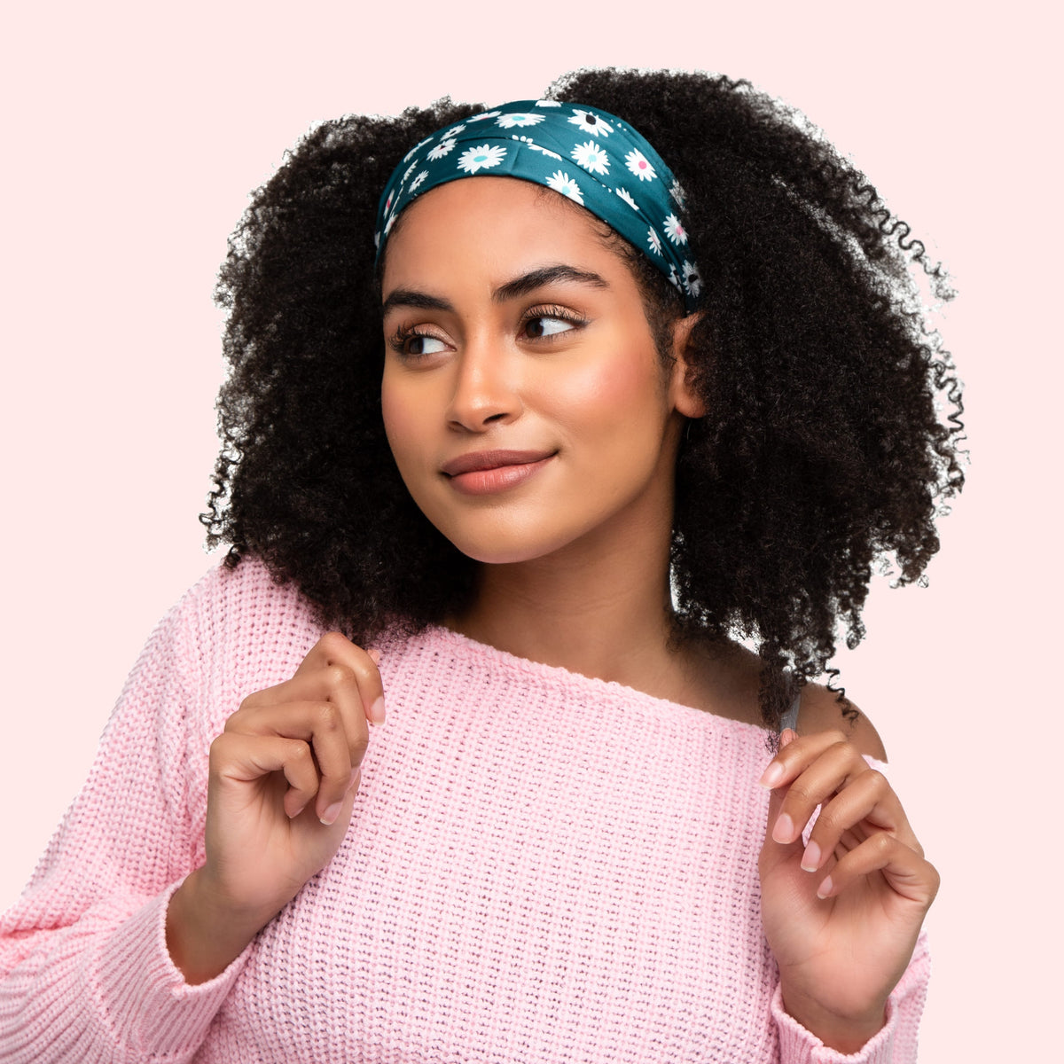 Only Curls Pineapple Protector (Tie Front) - Green Daisy - Only Curls