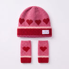Little Curls Pretty Hearts Satin-Lined Beanie & Glove Set - Only Curls