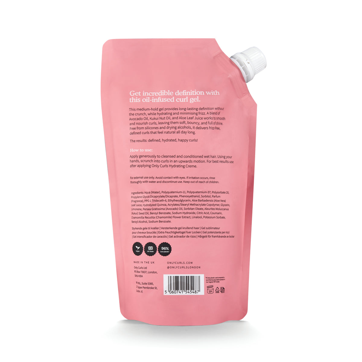 Only Curls Enhancing Curl Gel 500ml - Refill Pouch - Only Curls