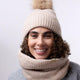 Only Curls Satin Lined Pom Beanie and Snood Set - Sadie in Sand