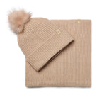 Only Curls Satin Lined Pom Beanie and Snood Set - Sadie in Sand - Only Curls