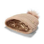 Only Curls Satin Lined Pom Beanie and Snood Set - Sadie in Sand - Only Curls