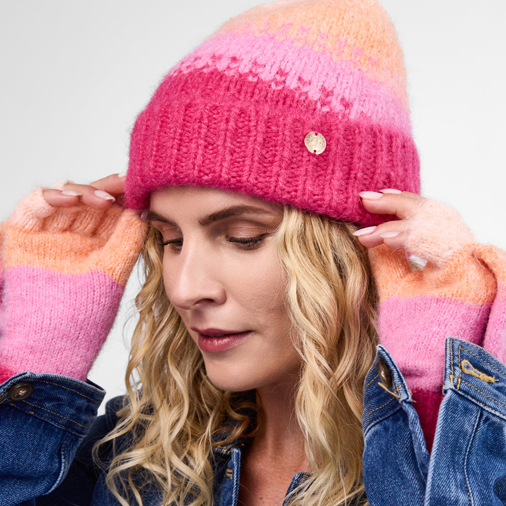 Only Curls Pink Ombre Satin-Lined Beanie & Glove Set - Only Curls