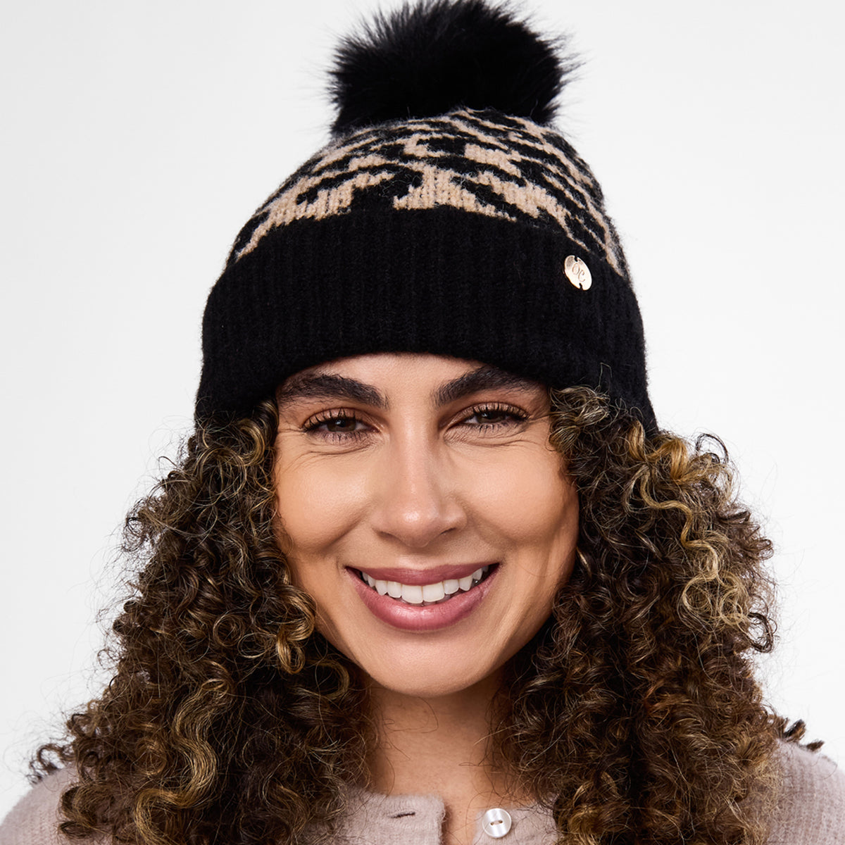 Only Curls Fluffy Leopard Satin-Lined Beanie - Only Curls