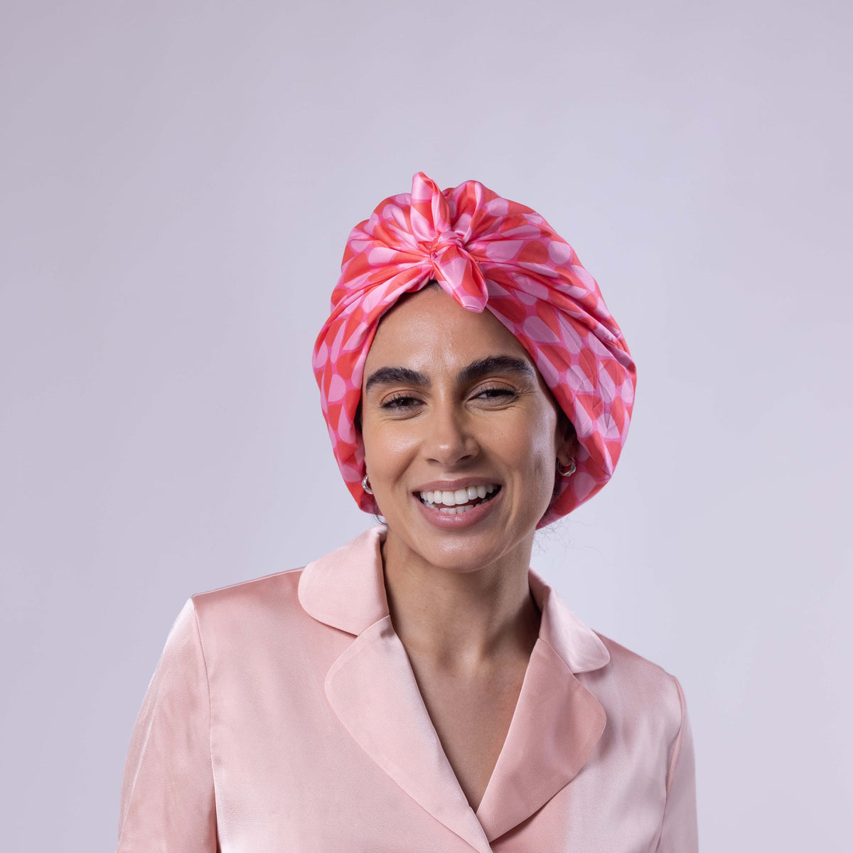 Only Curls Satin Sleep Turban - Pink Hearts - Only Curls