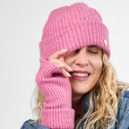 Only Curls Dusty Pink Super Soft Satin-Lined Beanie & Glove Set - Only Curls