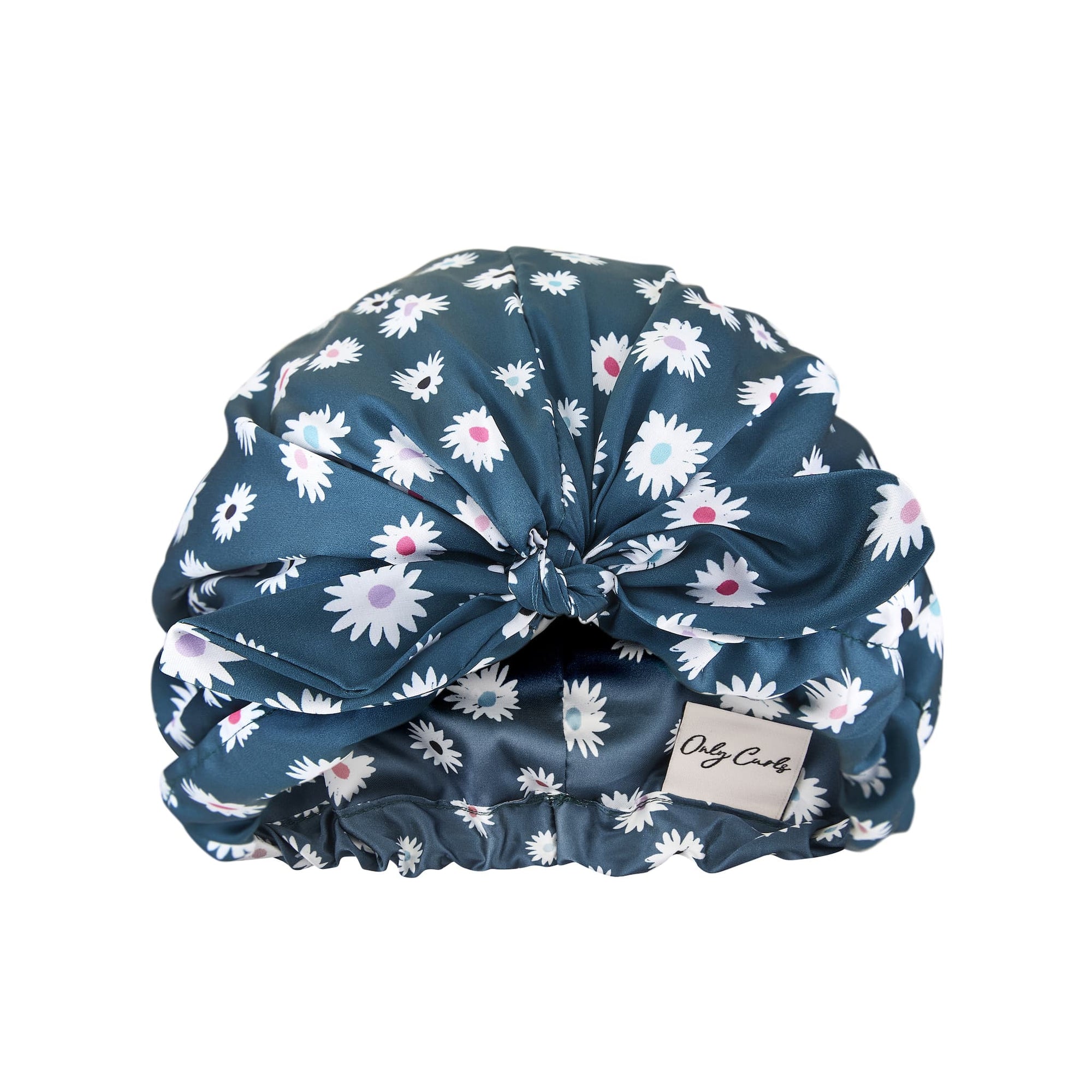 Only Curls Satin Sleep Turban - Deep Green Daisy - Only Curls