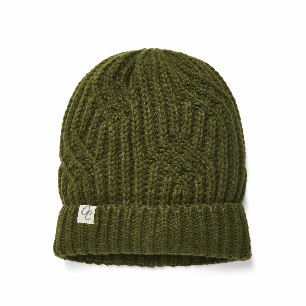 Only Curls Satin Lined Knitted Beanie Hat - Olive - Only Curls