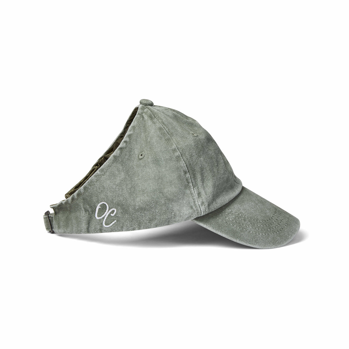 Only Curls Satin Lined Baseball Hat (with open back) - Washed Olive - Only Curls