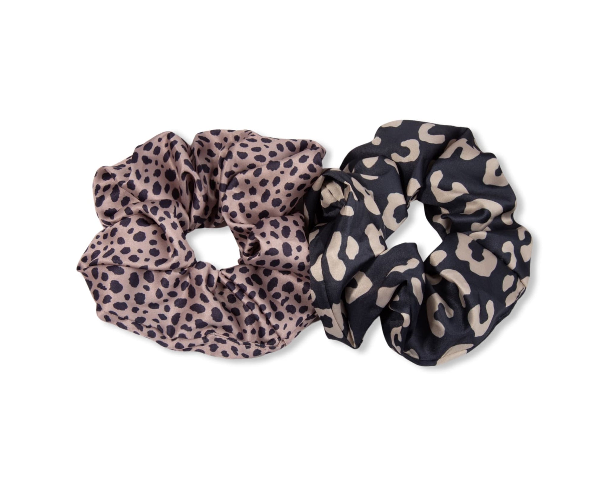 Only Curls Satin Scrunchies - Leopard and Animal Print Twin Pack - Only Curls