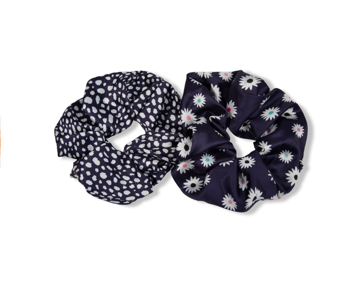 Only Curls Satin Scrunchies - Navy Twin Pack - Only Curls