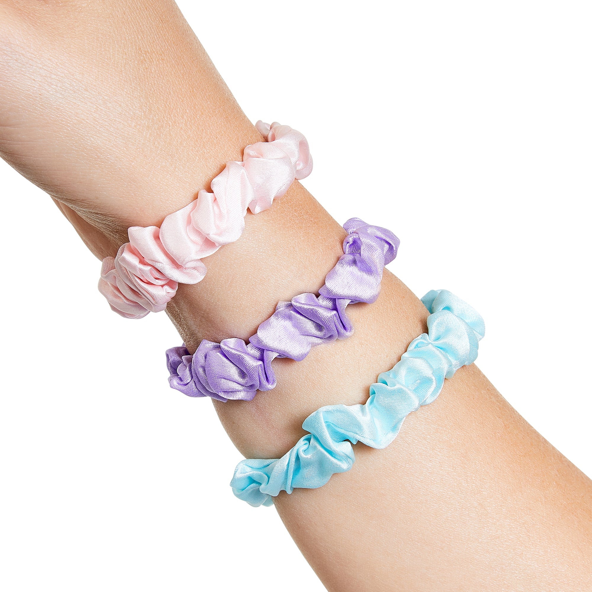 Only Curls Silk Scrunchies Multi Pack Mini - Aqua Lavender Pink - Only Curls